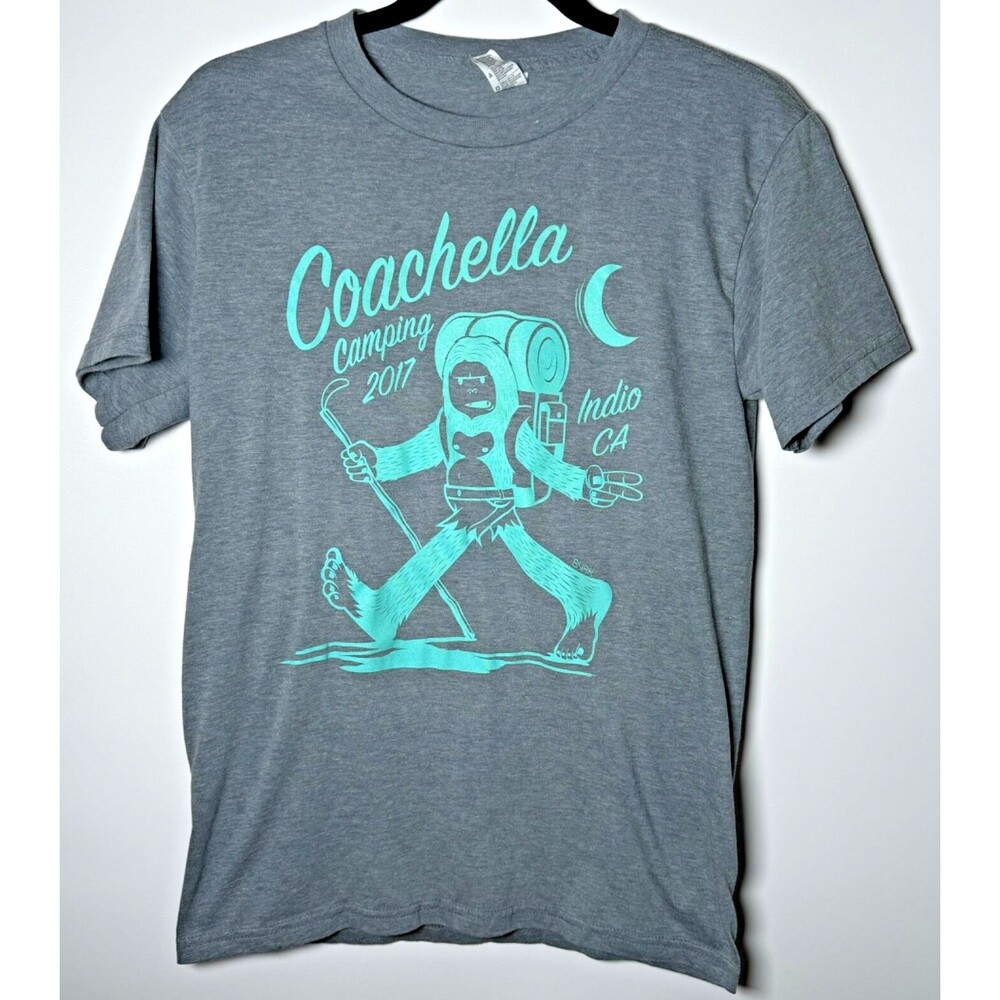 Coachella 2017 Camping T Shirt Womens Small Gray Graphic Indio Ca Music Festival